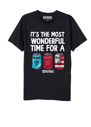 Black BrewDog Christmas Print T-Shirt