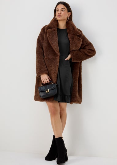 Black Ruffle Long Sleeve Tea Dress