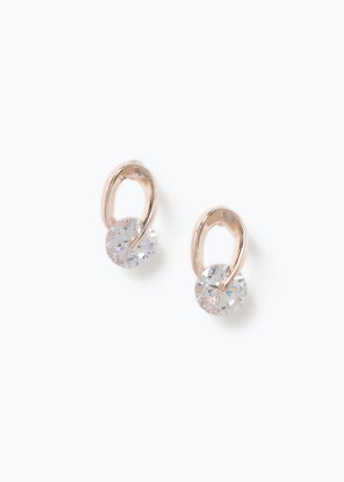 Clear Crystal Mini Loop Stud Earrings