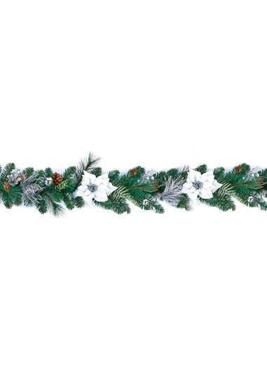 Premier Decorations 1.8m White Poinsettia Garland