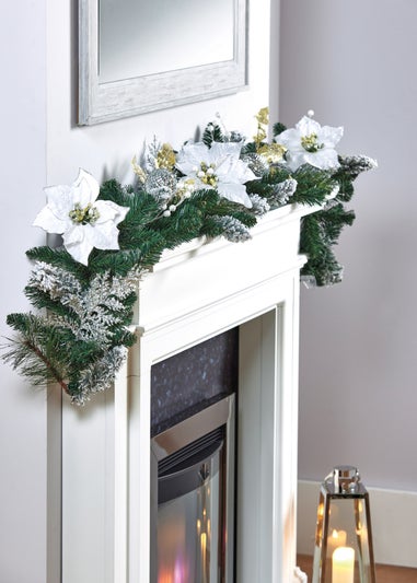 Premier Decorations 1.8m White Poinsettia Garland