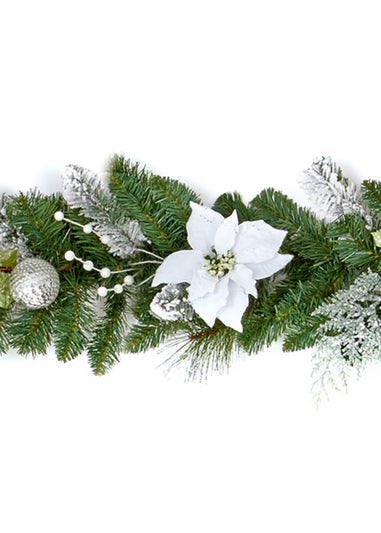 Premier Decorations 1.8m White Poinsettia Garland