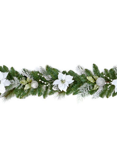 Premier Decorations 1.8m White Poinsettia Garland