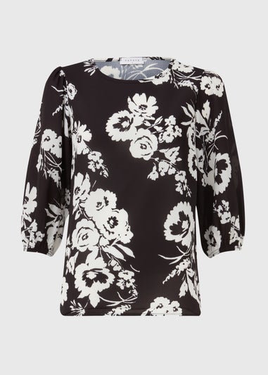 Papaya Black Floral Bubble Box Top