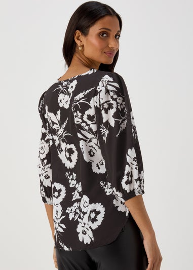 Papaya Black Floral Bubble Box Top