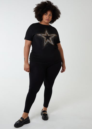 Blue Vanilla Black Curve Diamante Star Oversized Top
