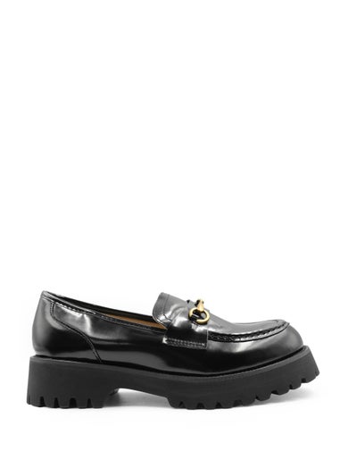 Where's That From Black Patent Muriel Chunky Slip On Loafers