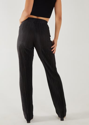 Pink Vanilla Black Plisse Flared Trousers