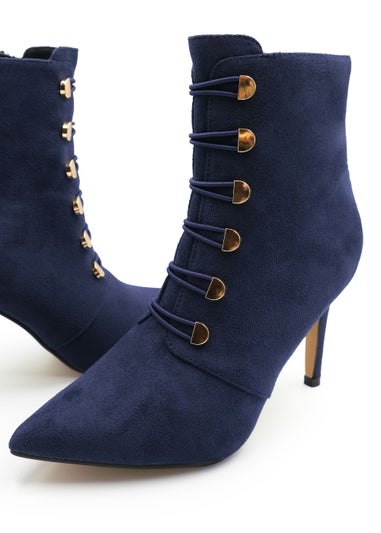 Where's That From Blue Suede Blythe Pointed Toe Ankle Boots