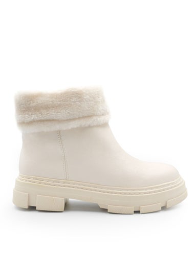 Where's That From Cream Margot Platform Fur Lined Chelsea Boots