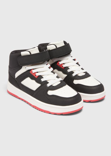 Boys White High Top PU Trainers (Younger 10-Older 6)