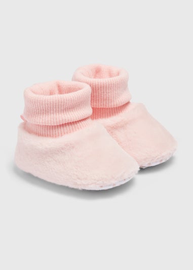 Pink Faux Fur Baby Sock Boots (Newborn-18mths)