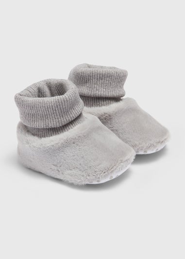 Grey Faux Fur Baby Sock Boots (Newborn-18mths)