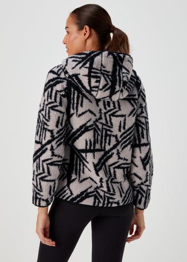 Souluxe Beige Print Zip Through Fleece