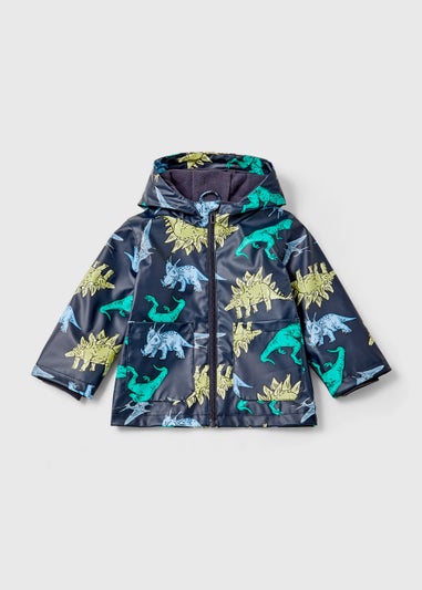 Boys Blue Dinosaur Print PU Coat (1-7yrs)