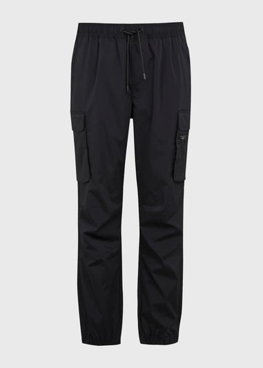 Black Tech Cuffed Cargo Trousers