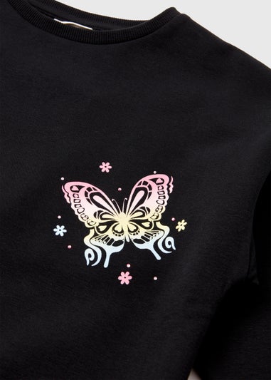 Girls Charcoal Butterfly Print Sweatshirt (7-13yrs)