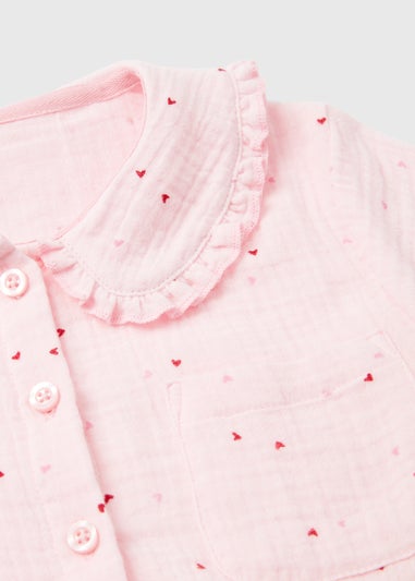 Girls Pink Double Cloth Shortie Pyjama Set (4-13yrs)