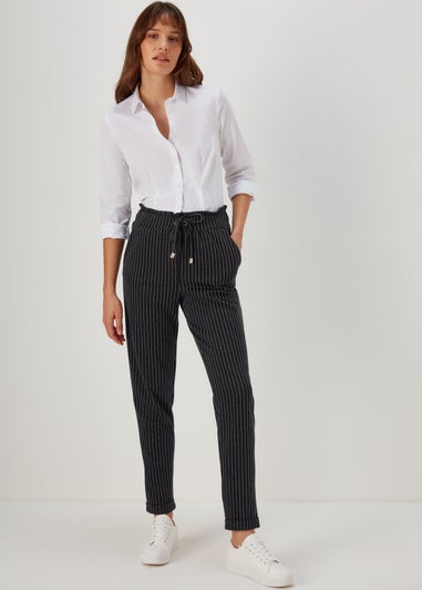 Black Stripe Ponte Tapered Joggers
