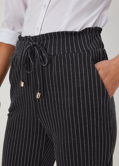 Black Stripe Ponte Tapered Joggers
