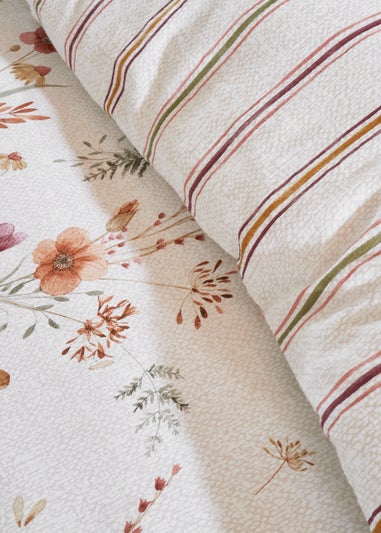 Catherine Lansfield Brushed Cotton Harvest Flowers Reversible Duvet Cover Set