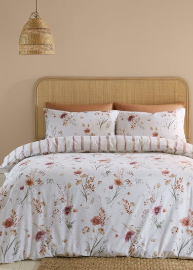 Catherine Lansfield Brushed Cotton Harvest Flowers Reversible Duvet Cover Set