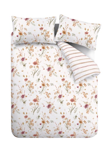 Catherine Lansfield Brushed Cotton Harvest Flowers Reversible Duvet Cover Set