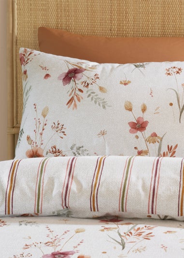 Catherine Lansfield Brushed Cotton Harvest Flowers Reversible Duvet Cover Set