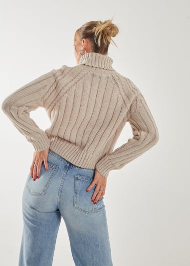 Pink Vanilla Stone Thick Roll Neck Jumper