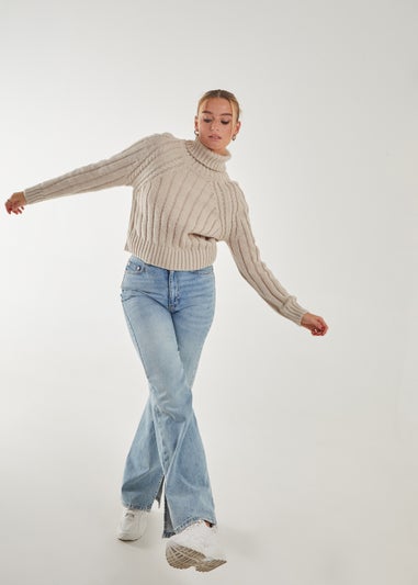 Pink Vanilla Stone Thick Roll Neck Jumper