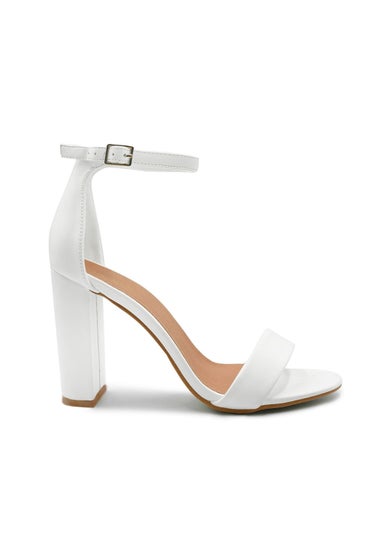 Where's That From White Pu Skye Strappy Block Heels