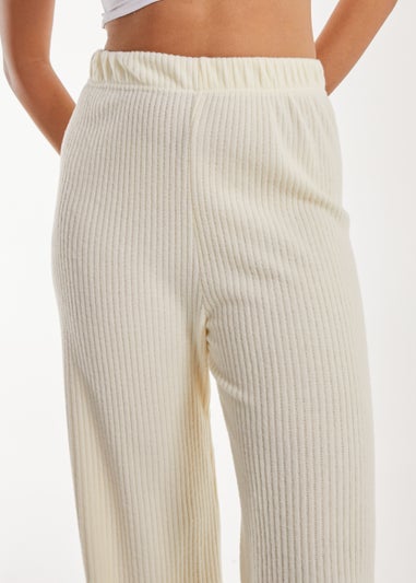 Pink Vanilla Ivory Soft Brushed Rib Flares