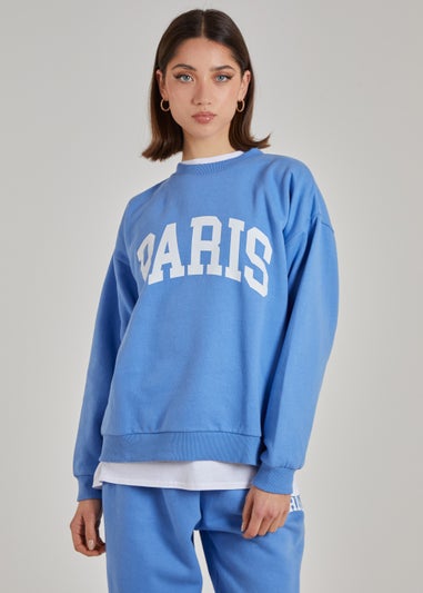Pink Vanilla Blue Paris Slogan Oversized Sweatshirt