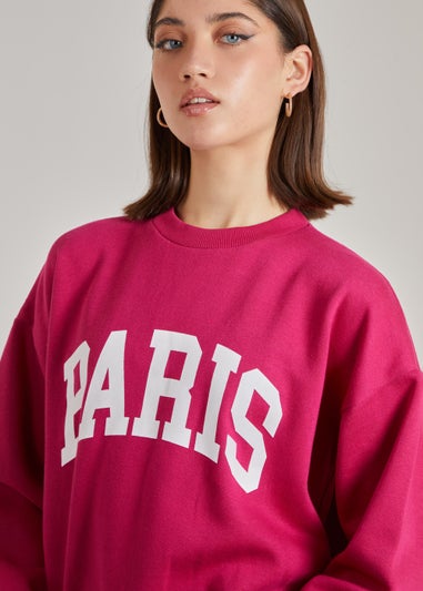 Pink Vanilla Pink Paris Slogan Oversized Sweatshirt