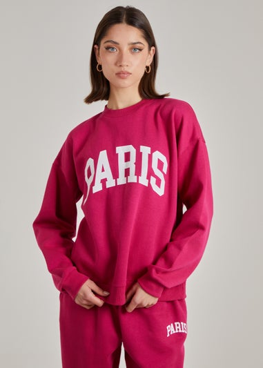 Pink Vanilla Pink Paris Slogan Oversized Sweatshirt