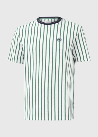 Green & Ecru Stripe Textured T-Shirt