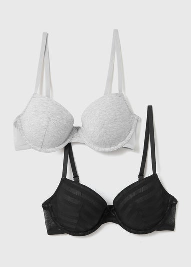 2 Pack Black Stripe T-Shirt Bras