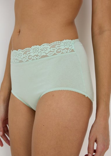 4 Pack Pink & Mint Lace Trim Full 
Knickers