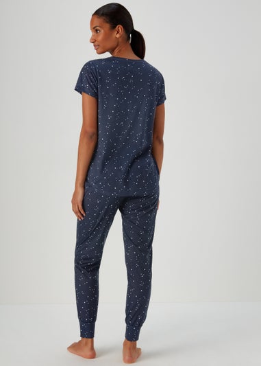 Navy Spot Print Pyjama Set