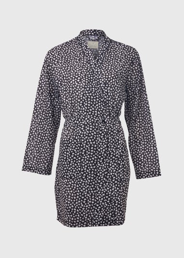 Black Heart Print Dressing Gown