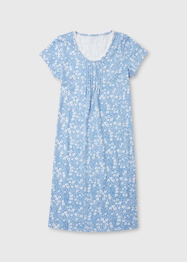 Blue Ditsy Print Lace Nightie