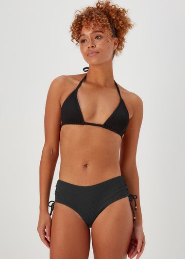 Black Textured Short Bikini Briefs