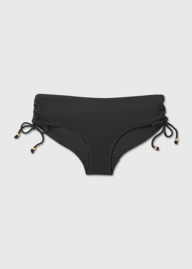 Black Textured Short Bikini Briefs