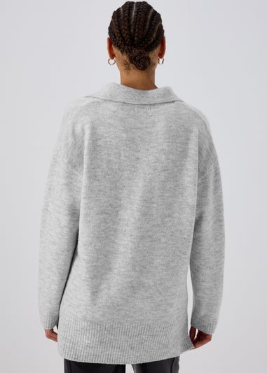 Grey Open Collar Jumper