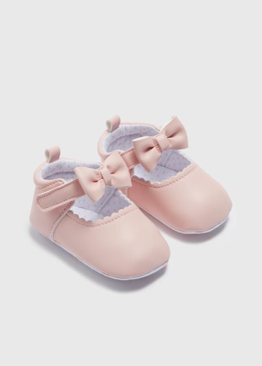Baby Pink Bow Ballet Shoes (Newborn-18mths)