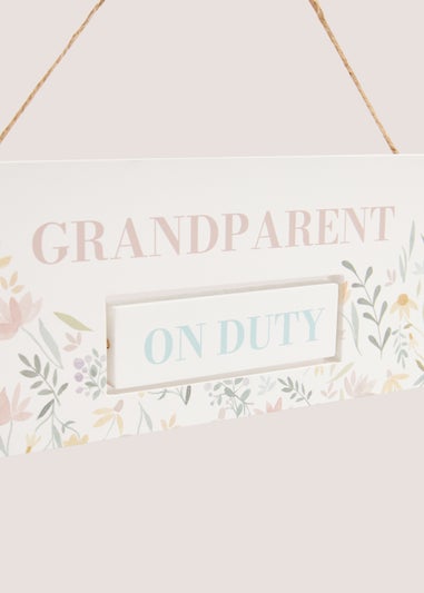 White Floral Print Grandparent Duty Sign
