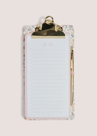 Gold Floral Print To Do List ( 12cm x 24cm x 20cm )