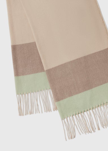 Green and Beige Stripe Scarf