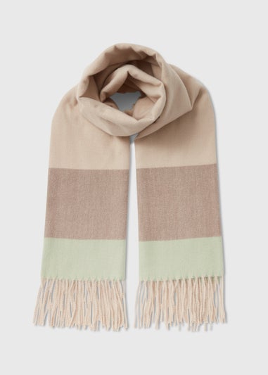 Green and Beige Stripe Scarf