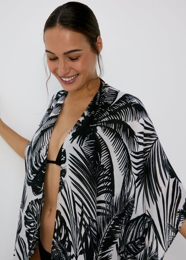 Black Abstract Maxi Kimono